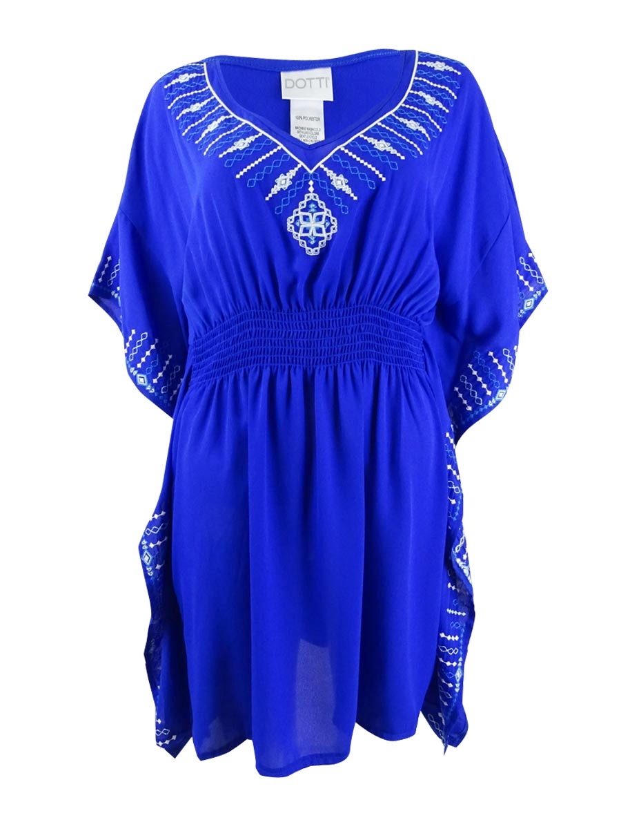 Smocked Caftan Dress Swim Cover-Up | eBay