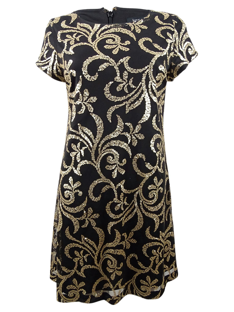 Kensie Women's Sequined Scroll TShirt Dress eBay
