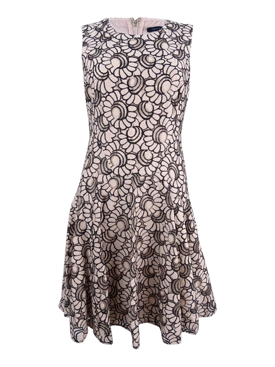 white knee length fit and flare dress White Mark Women's Fit and Flare Knee Length Dress, Beige, XL main image 0