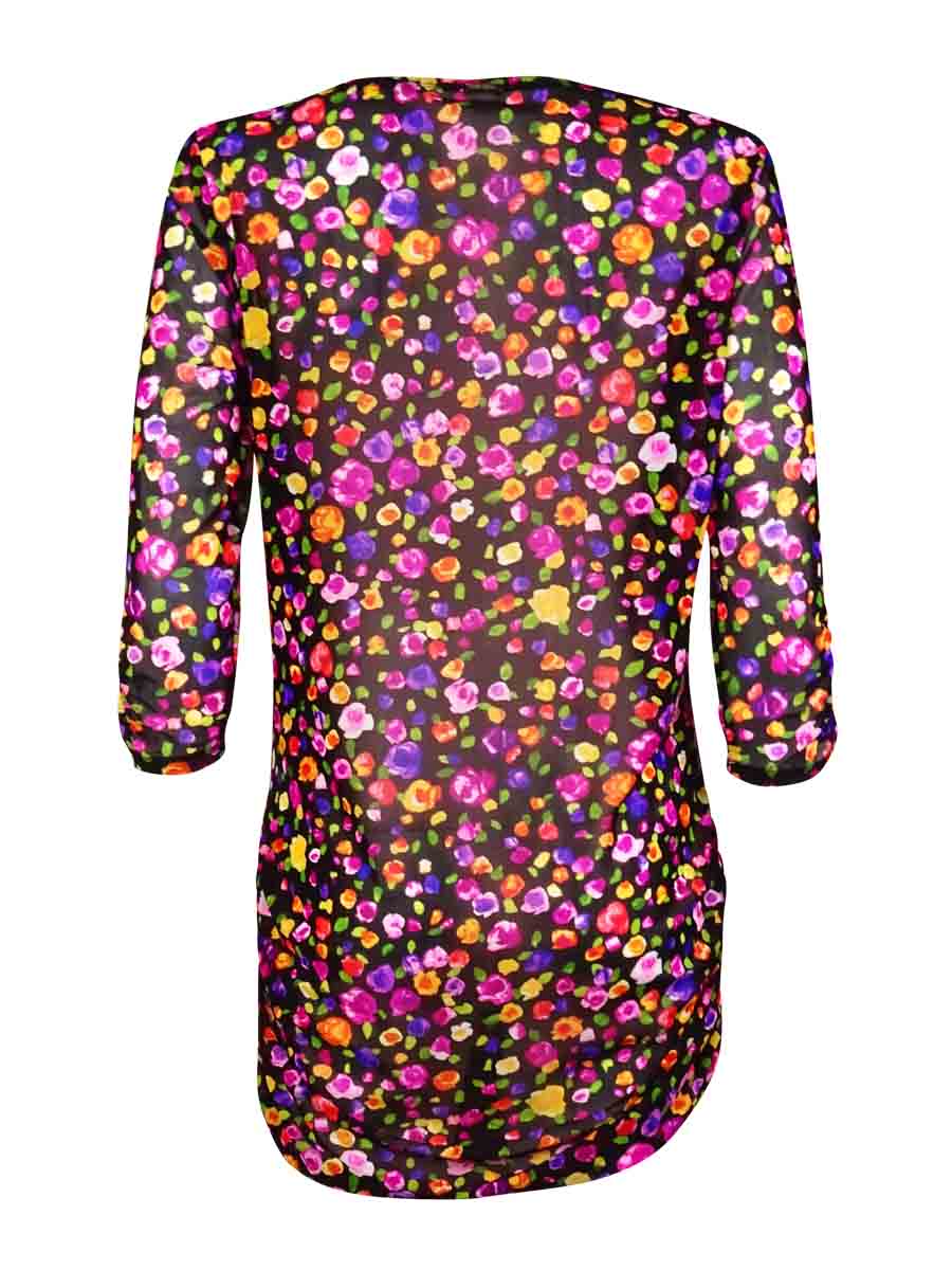 Anne Cole Plus Multicolor Rosebud Floral Mesh Swimsuit Cover up 16w for