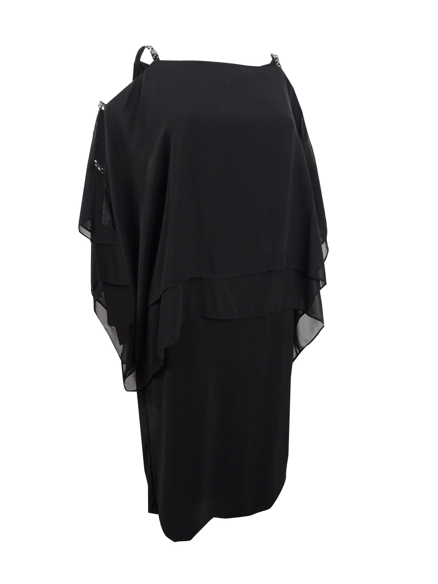 SL Fashions Women's Embellished Capelet Dress