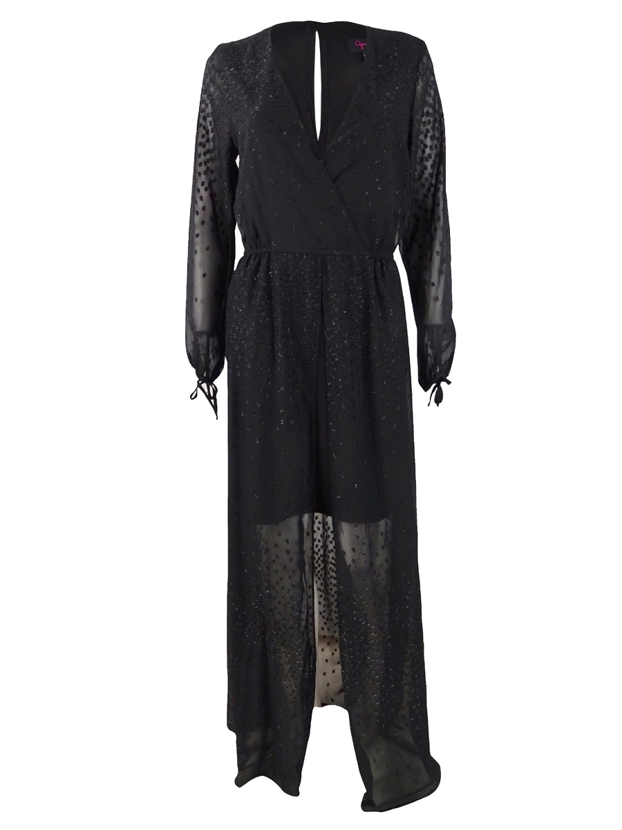 Aqua Women's Embroidered Chiffon Maxi Dress (4, Black) 749709501301 | eBay