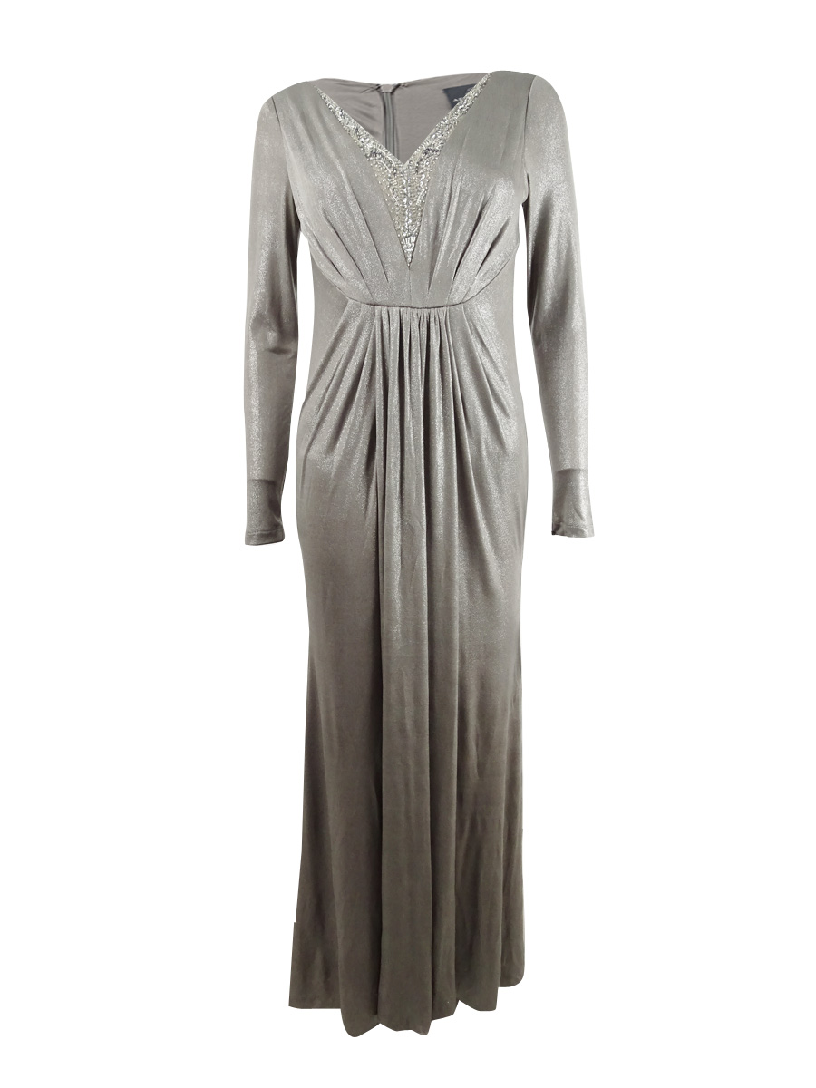 Adrianna Papell Women's Petite Embellished Metallic Jersey Gown - 2P