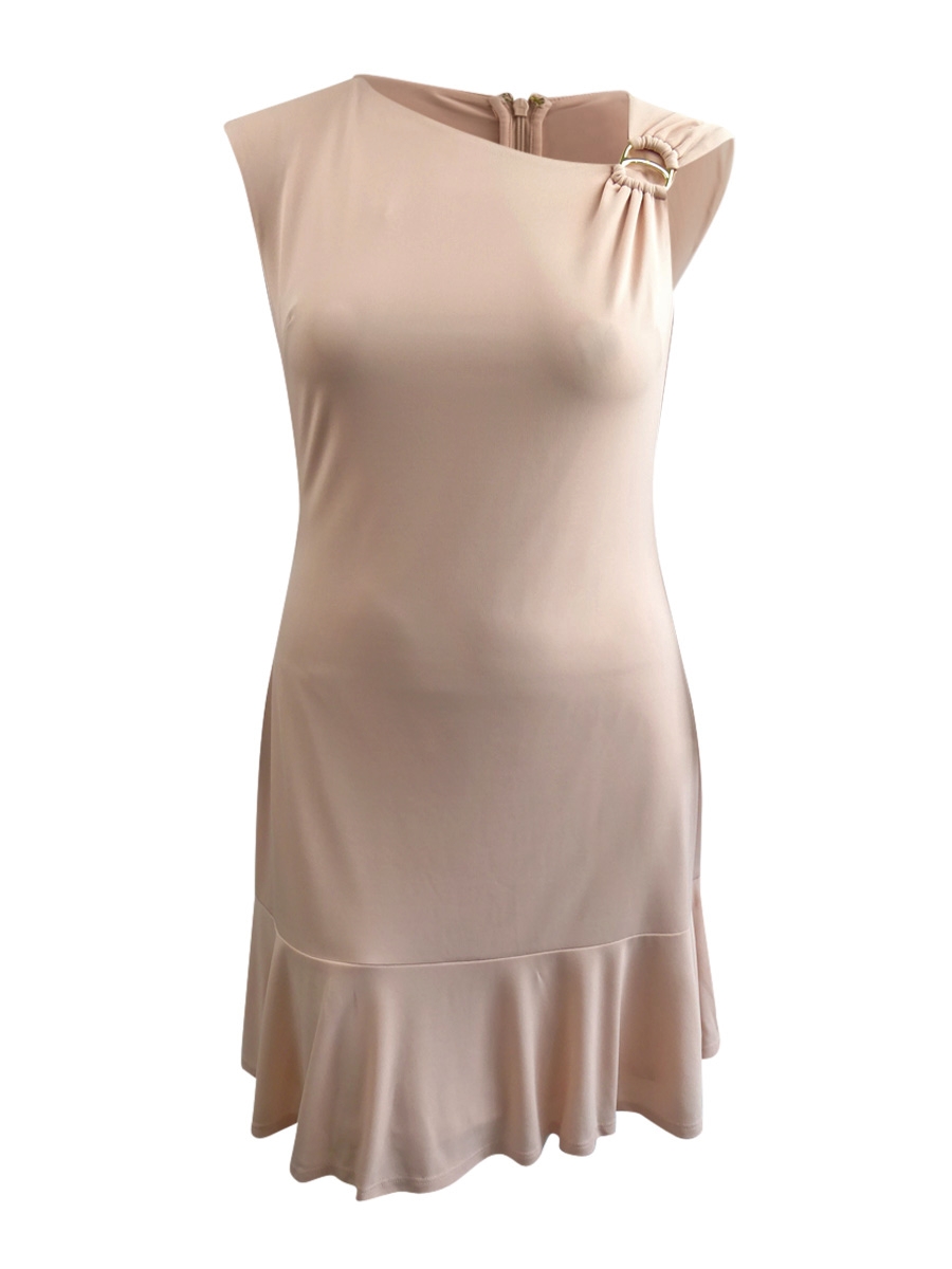 Lauren Ralph Lauren Women's Asymmetrical Jersey Dress (16, Pale Pink)