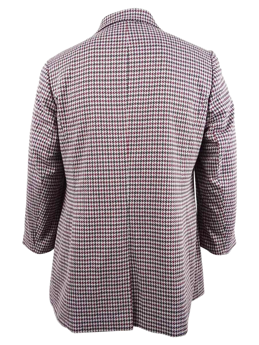 Nine West Women's Plus Size Houndstooth-Print Boxy Jacket (1X, Porto Multi)