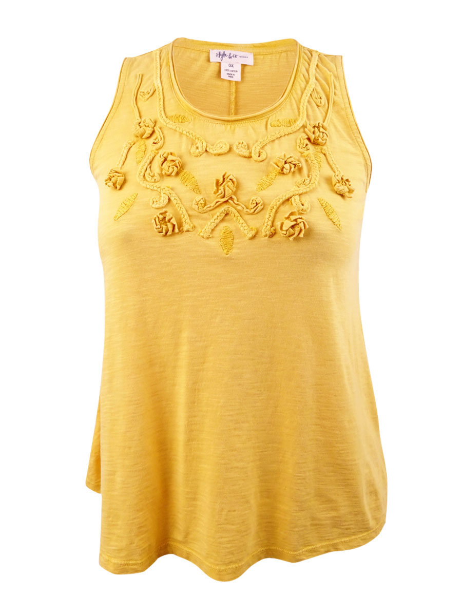 Style \u0026 Co Tank Top Plus Size 1x Yellow 