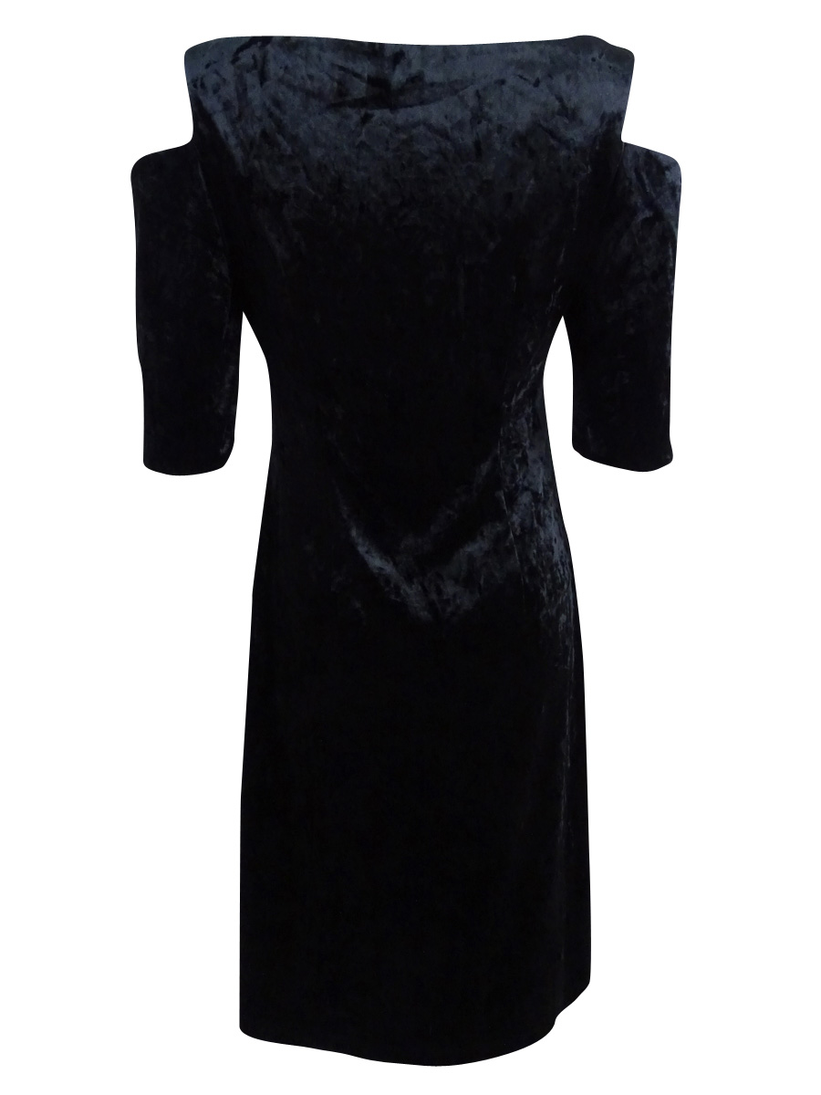 Connected Women&rsquo;s Crushed Velvet Cold-Shoulder Dress