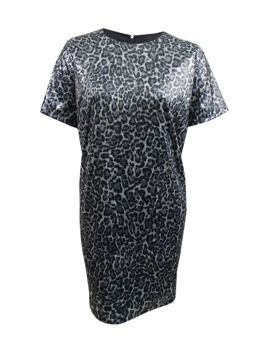Velvet Dress Vestido Michael Kors Sequined Logo Georgette Negro