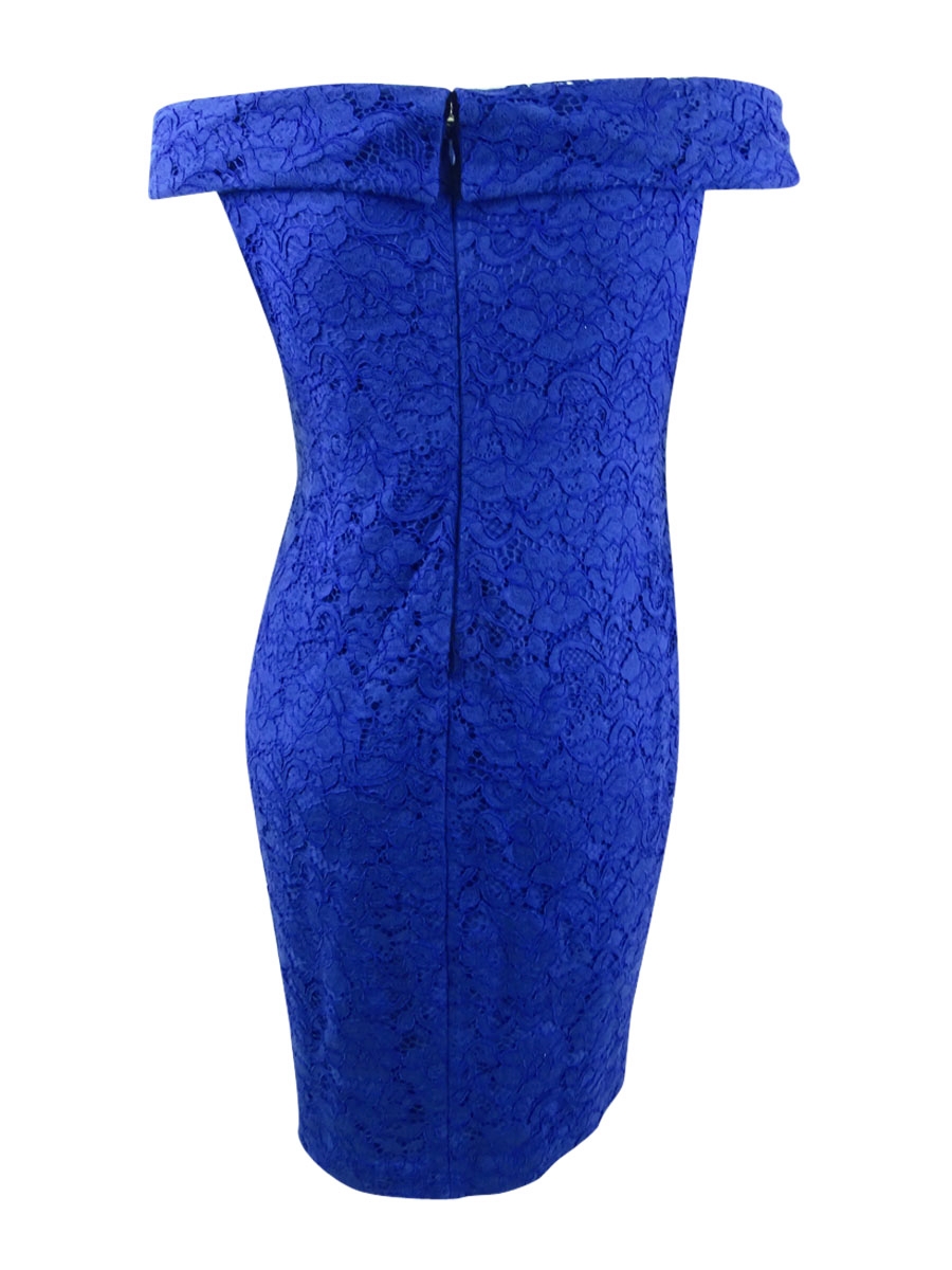 ralph lauren off the shoulder lace dress NWT LAUREN RALPH LAUREN 6 Navy Off The Shoulder Lace Evening Cocktail Dress  $200