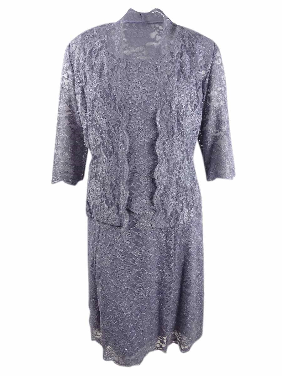 R&M Richards Women&rsquo;s Glitter Lace Dress & Jacket