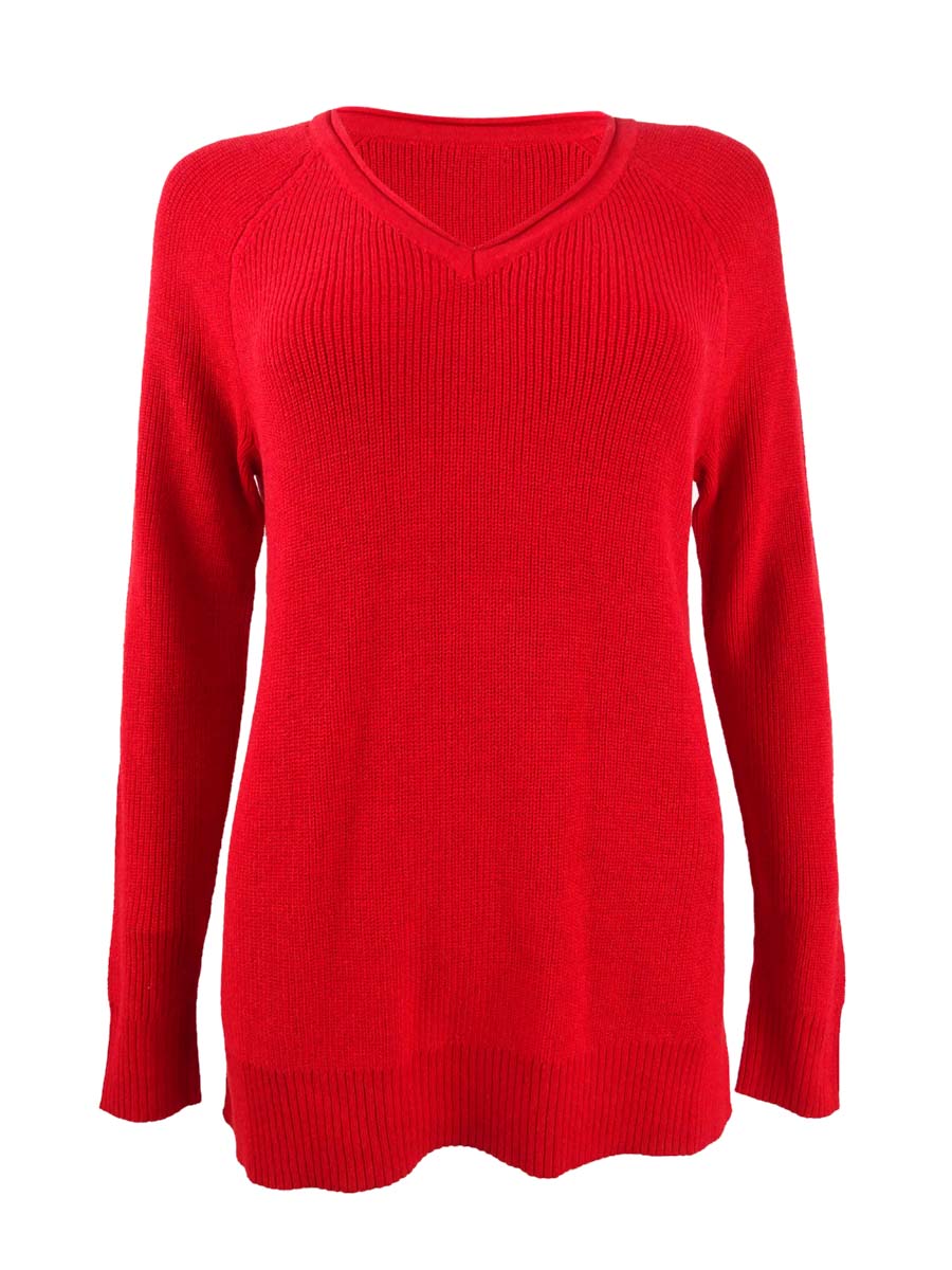 Charter Club Womens Red Long Sleeve V Neck Top Size: S