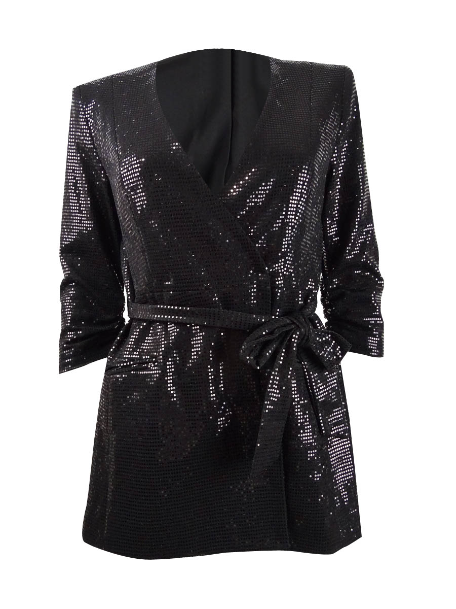 Tahari ASL Women's Petite Shiny Belted Jacket