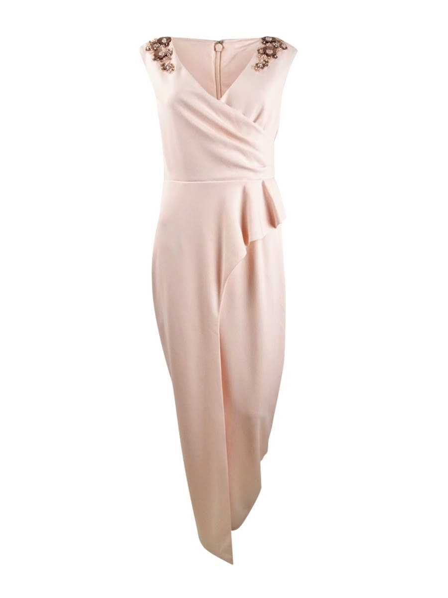 adrianna papell peplum dress Adrianna Papell Crepe Peplum Short Dress Women's Dress Ivory : 6