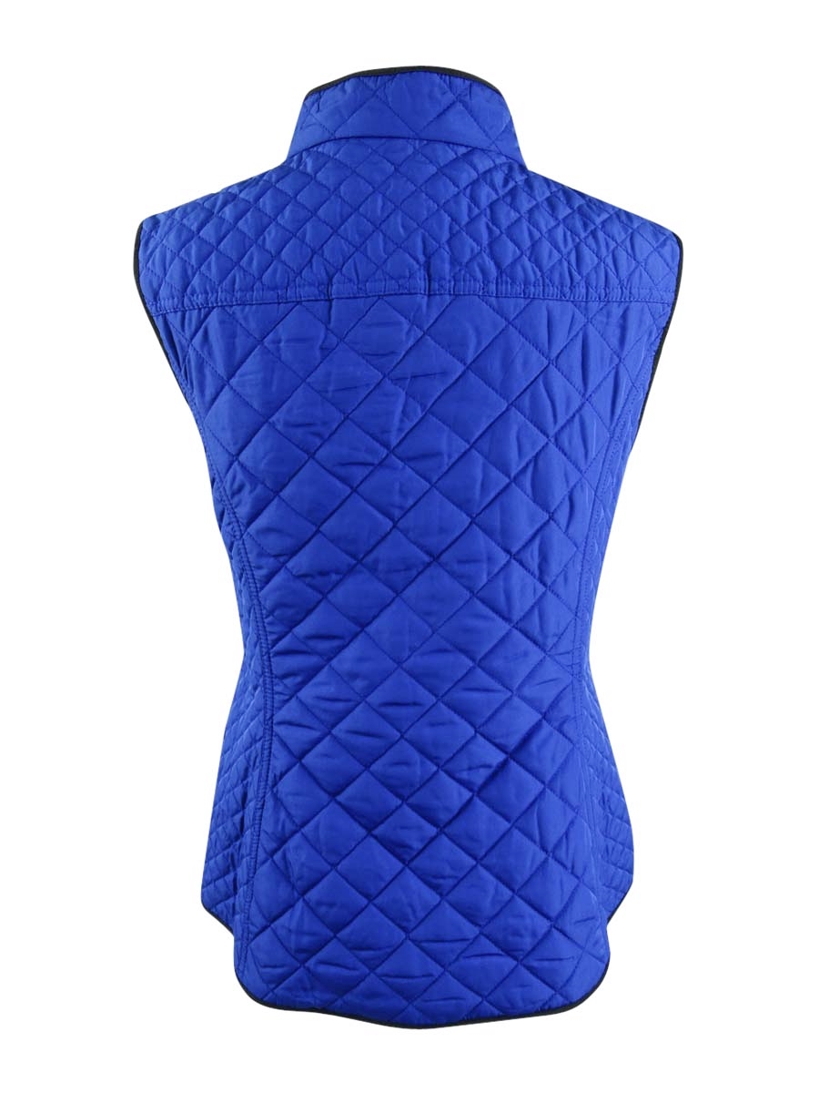 Charter Club Women's Quilted Stand Collar Vest Blue Size Xsmall for