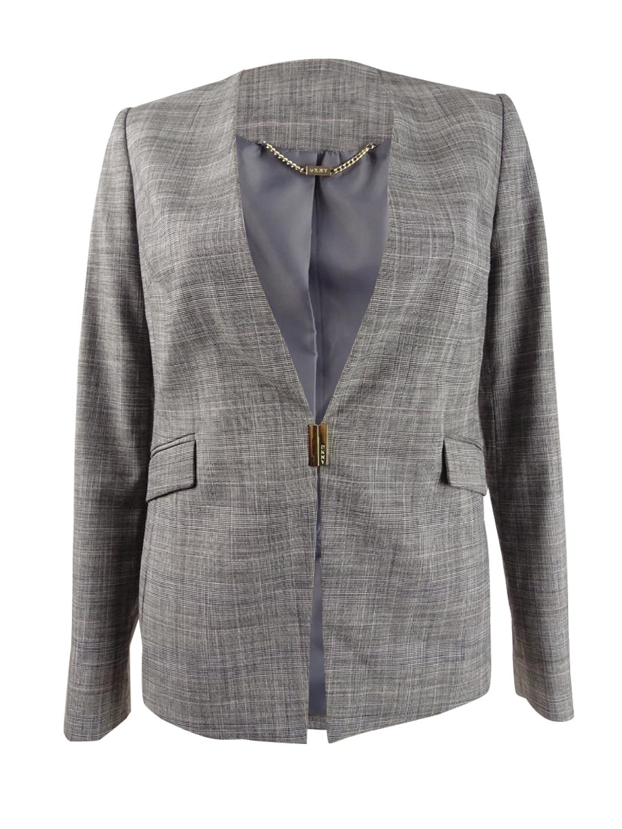 petite collarless blazer