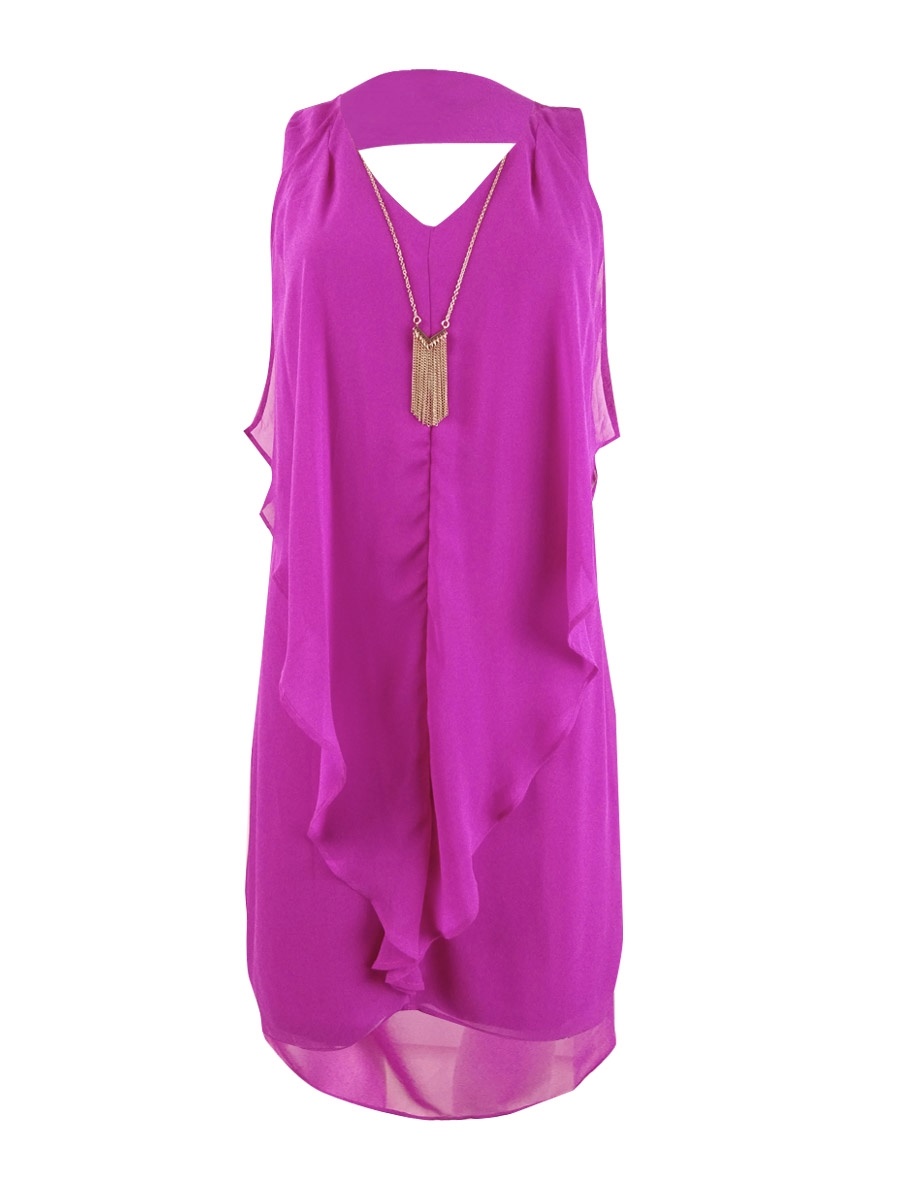 Inc Womens Dress Classic Electric Blue Size XS Shift Chiffon Ruffled