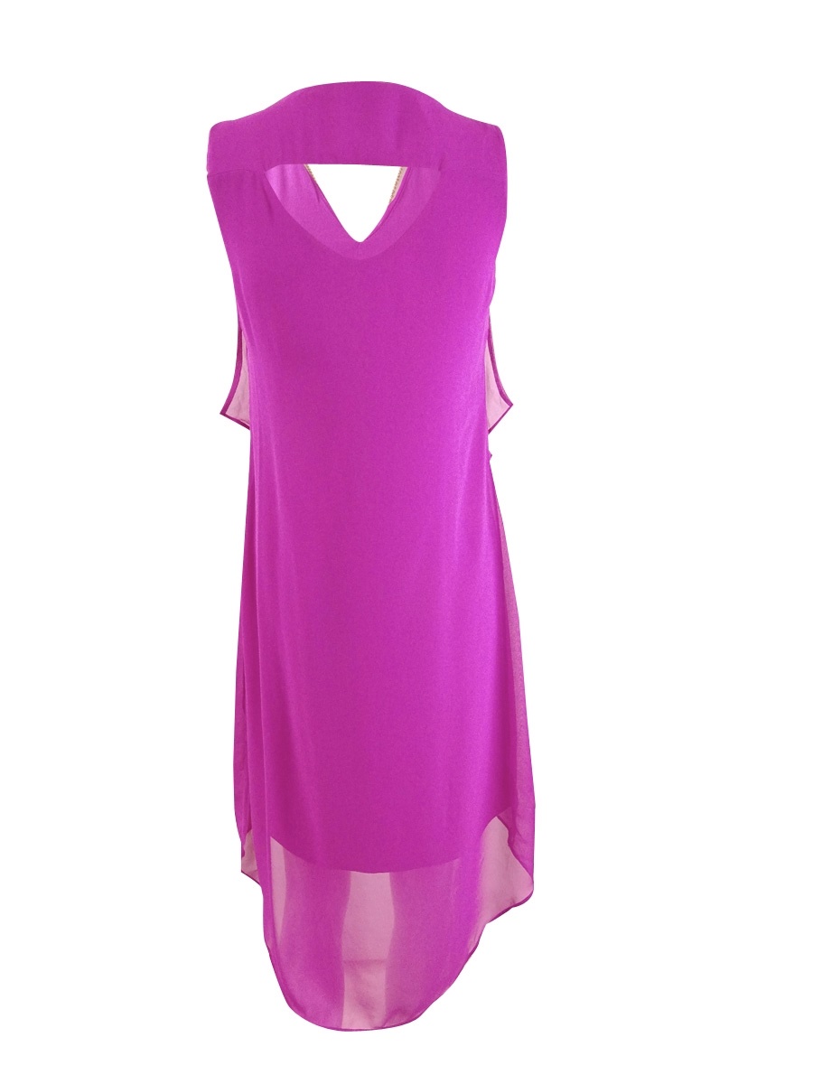 Inc Womens Dress Classic Electric Blue Size XS Shift Chiffon Ruffled