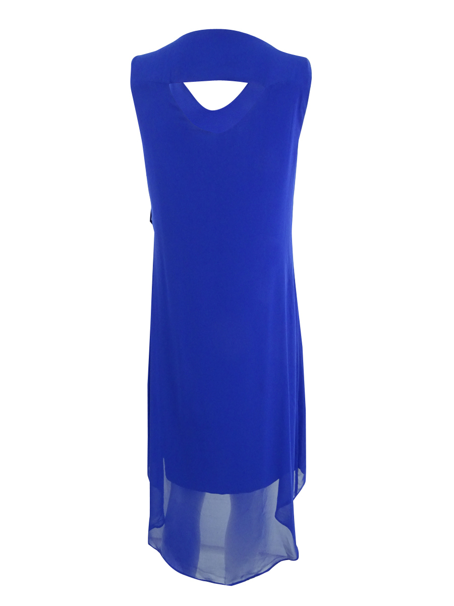 Inc Womens Dress Classic Electric Blue Size XS Shift Chiffon Ruffled