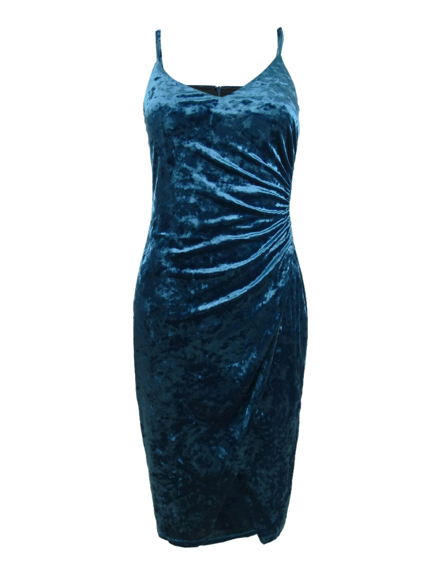 Black Halo Women's Bowery Ruched Velvet Dress (4, Ocean Splash)  889210087625 | eBay