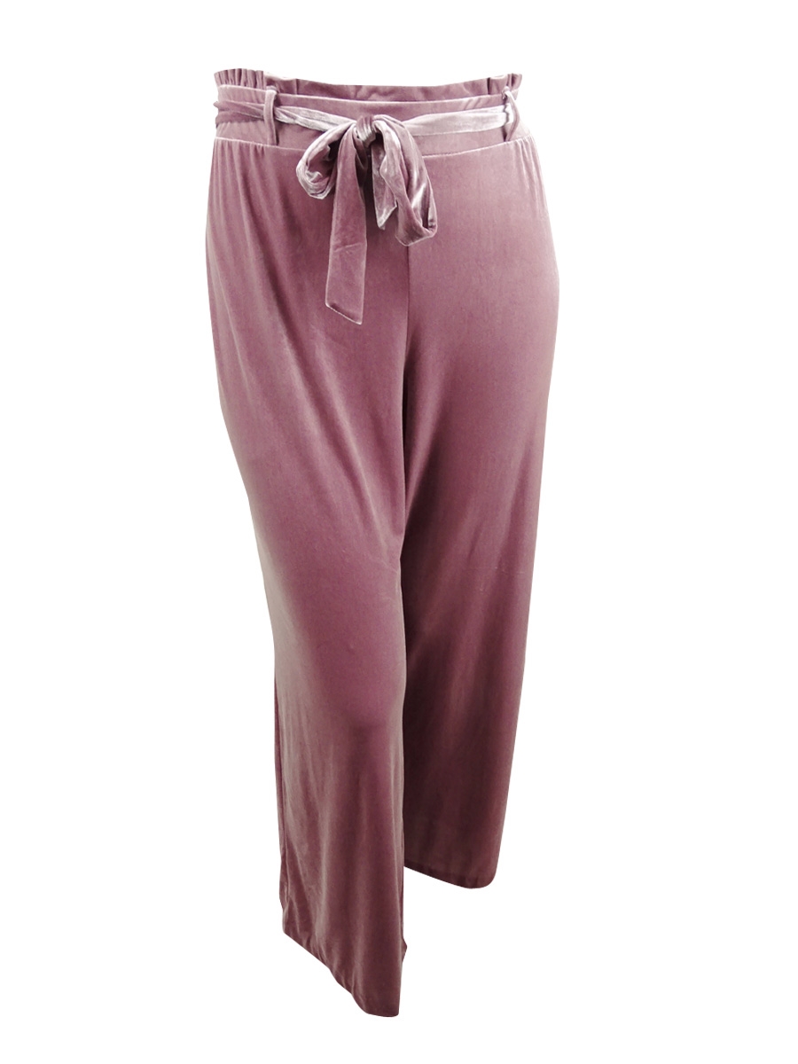 Velvet Wide-Leg Paperbag Pants | eBay