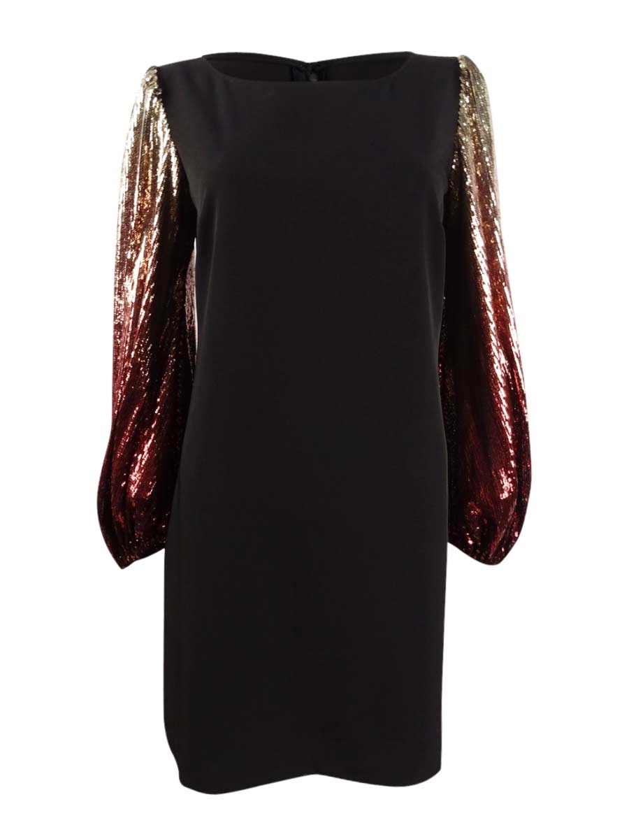 msk sequin dress MSK Women's Sequin-Sleeve Dress (S, Black Multi)