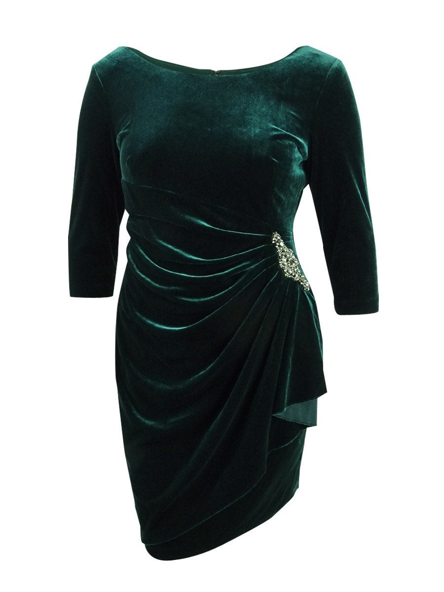 Petite Side-Ruched Velvet Dress 