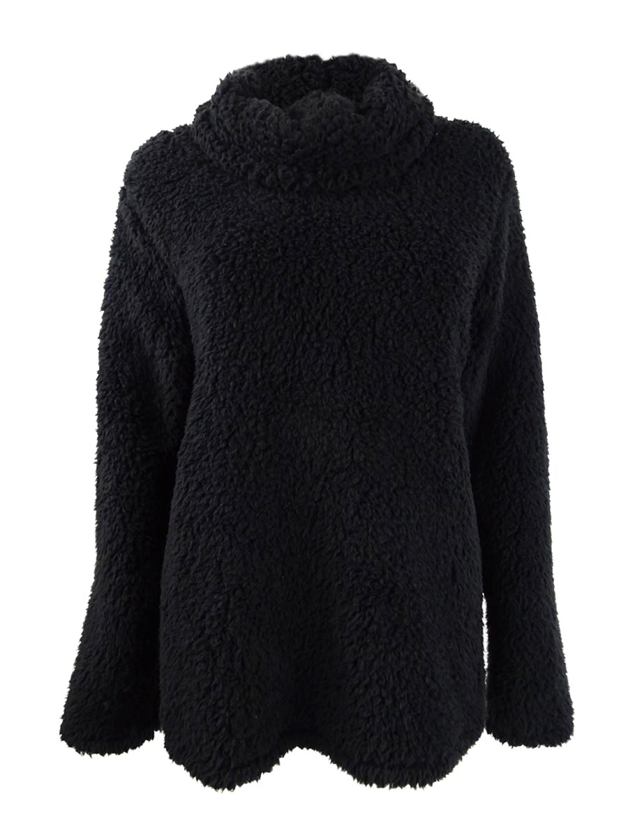 Style Co Womens Ribbed Patterned Long Sleeve Jewel Neck Blouse Sweater Black Size Petite Small