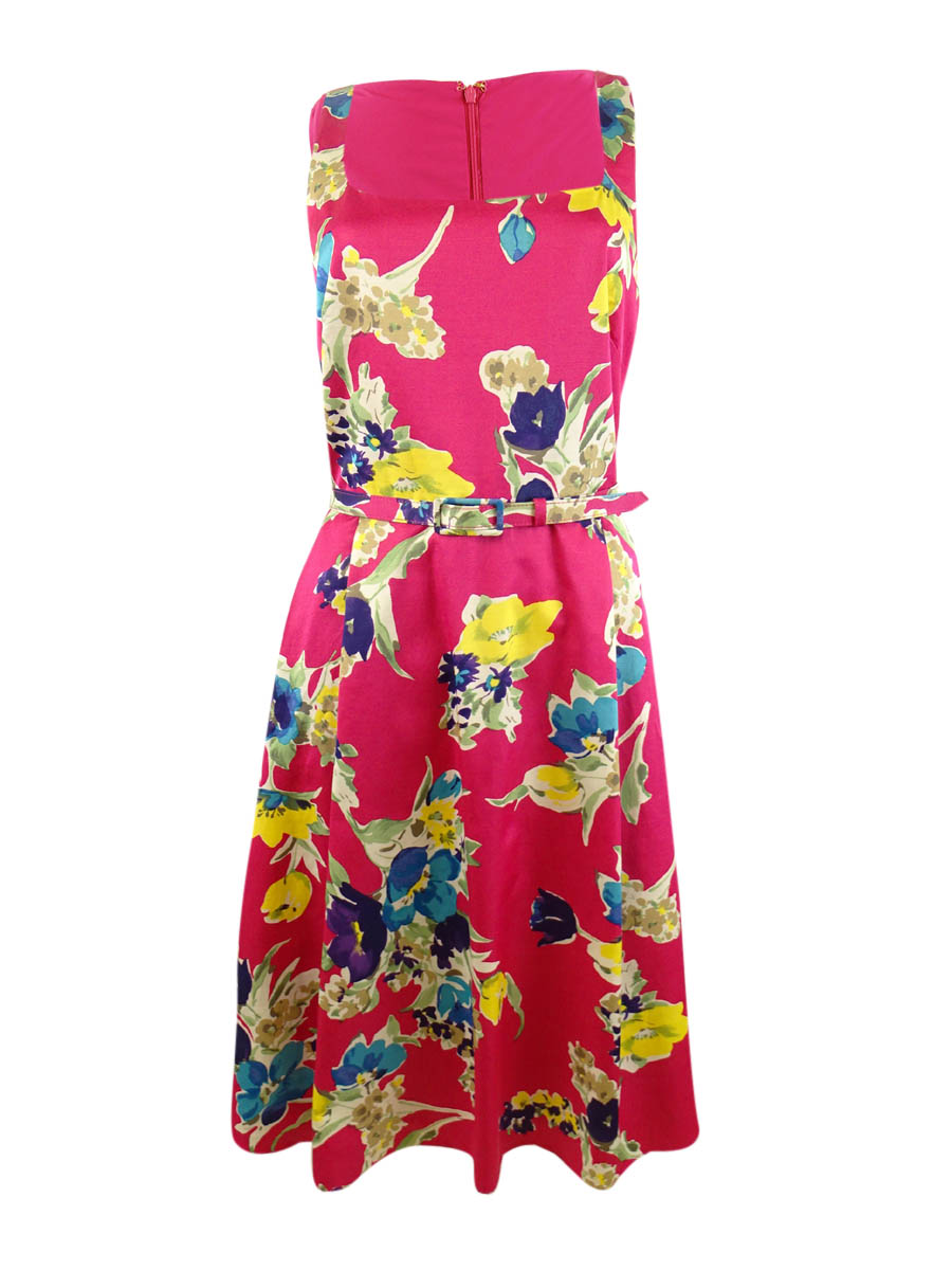 ralph lauren cocktail dresses sale Lauren Ralph Lauren Floral Belted Cocktail Dress - Pink Multi