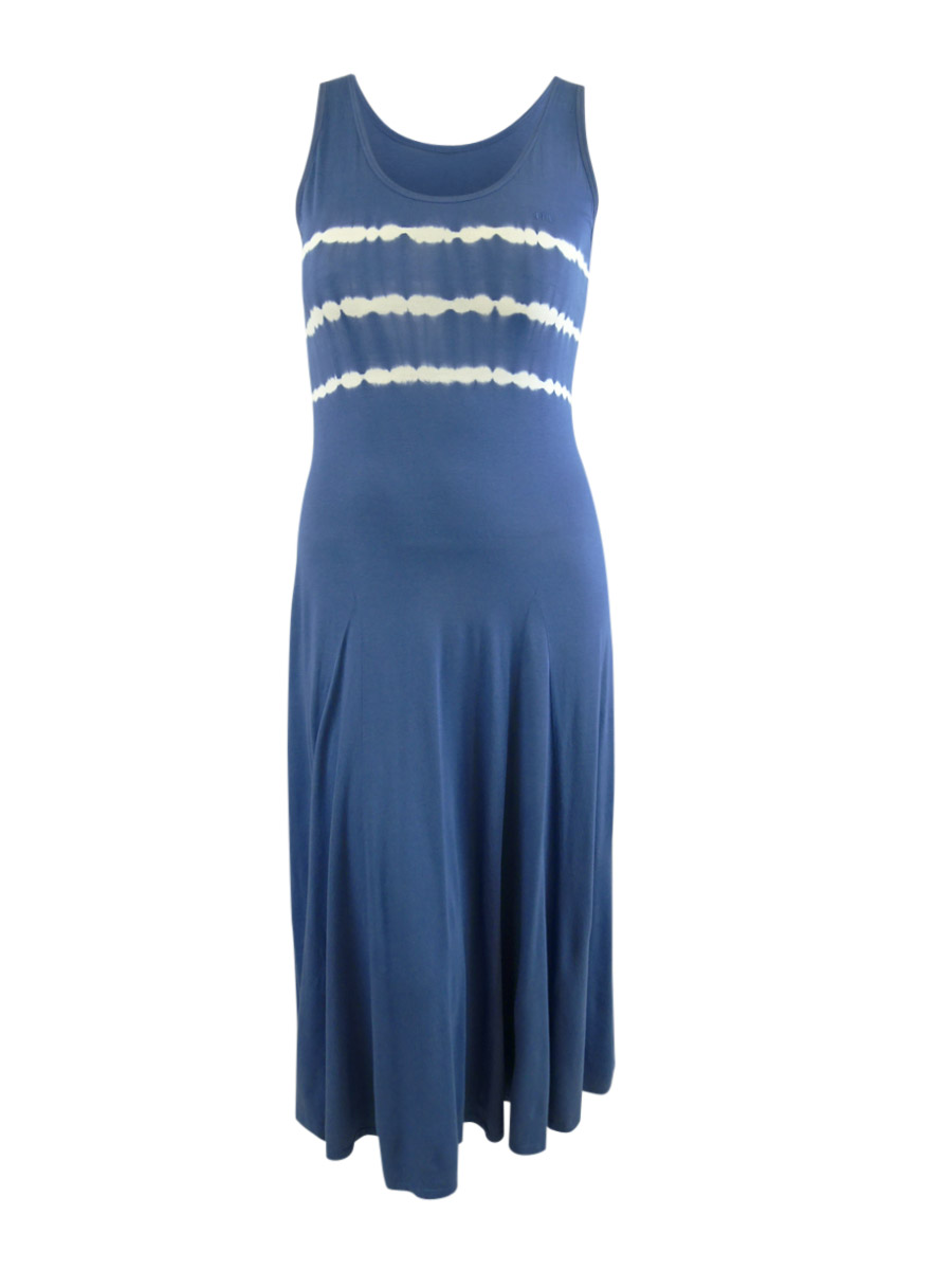 Ralph Lauren Women's Tie-Dye Jersey Sleeveless Dress - Size XL in Soft Sapphire/White